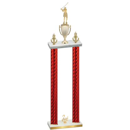 Double Red Carbon Fiber Second Place Golf Trophy