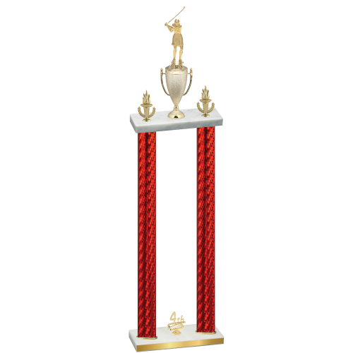 Double Red Carbon Fiber Fourth Place Golf Trophy