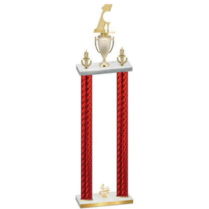 Double Red Carbon Fiber Fourth Place Golf Trophy
