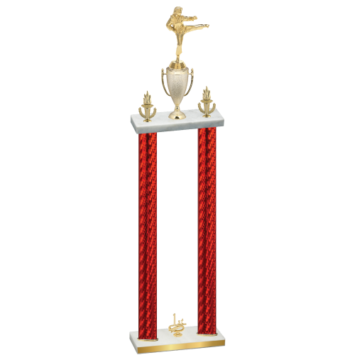 Double Red Carbon Fiber First Place Karate Trophy