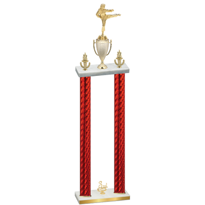 Double Red Carbon Fiber Third Place Karate Trophy