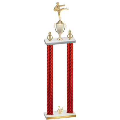 Double Red Carbon Fiber Second Place Karate Trophy