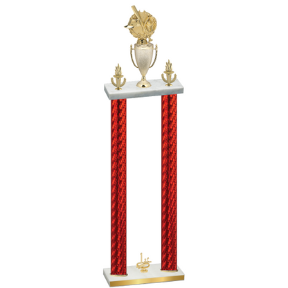 Double Red Carbon Fiber First Place Baseball Trophy