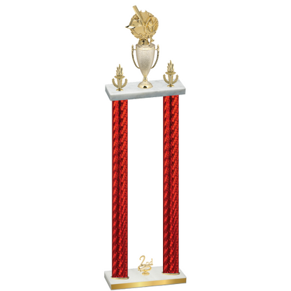 Double Red Carbon Fiber Second Place Baseball Trophy