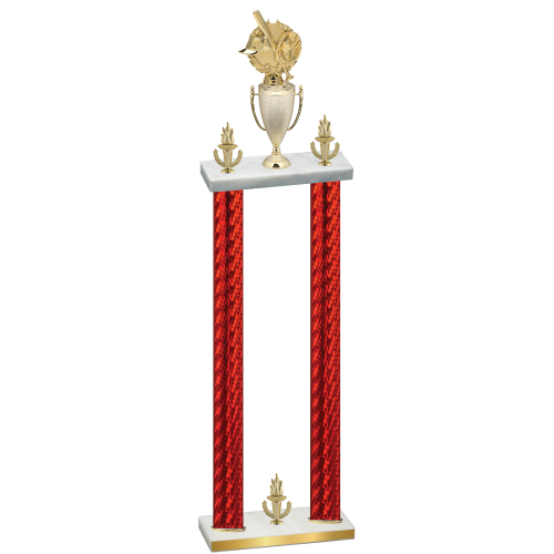 Double Red Carbon Fiber Victory Baseball Trophy