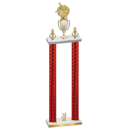 Double Red Carbon Fiber Year Baseball Trophy