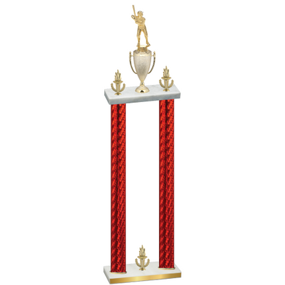 Double Red Carbon Fiber Victory Baseball Trophy