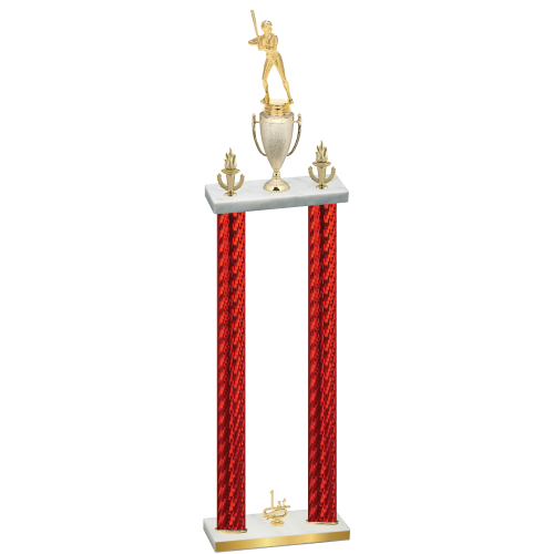 Double Red Carbon Fiber First Place Softball Trophy