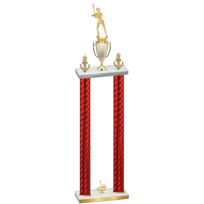 Double Red Carbon Fiber First Place Softball Trophy