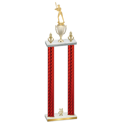 Double Red Carbon Fiber Year Softball Trophy