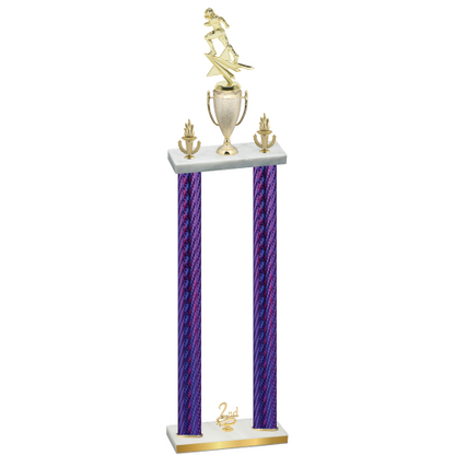 Double Purple Carbon Fiber Second Place Football Trophy