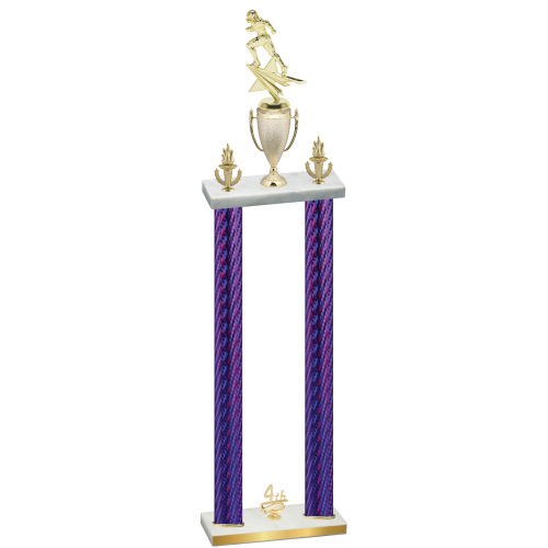 Double Purple Carbon Fiber Fourth Place Football Trophy