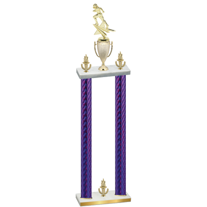 Double Purple Carbon Fiber Victory Football Trophy