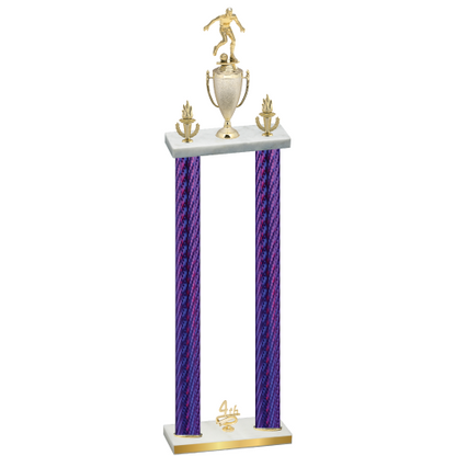 Double Purple Carbon Fiber Fourth Place Soccer Trophy