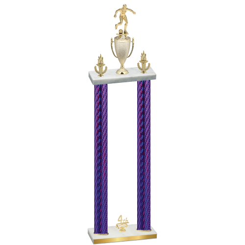 Double Purple Carbon Fiber Fourth Place Soccer Trophy