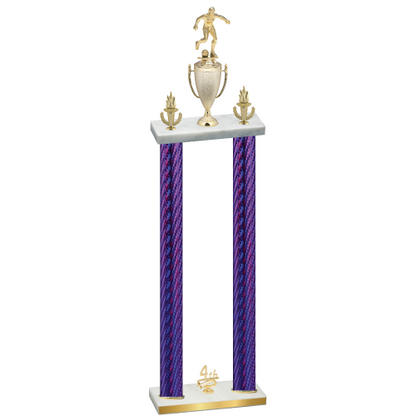 Double Purple Carbon Fiber Fourth Place Soccer Trophy