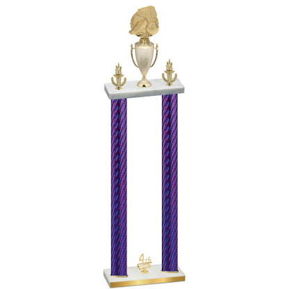 Double Purple Carbon Fiber Fourth Place Soccer Trophy