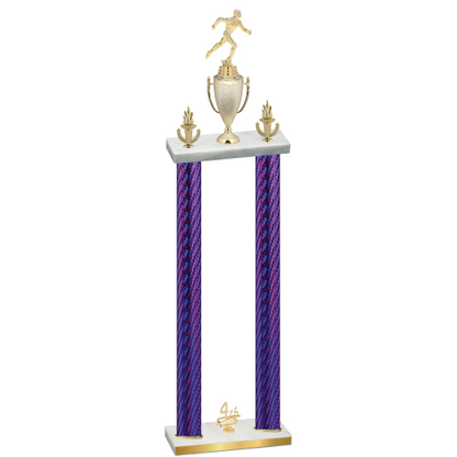 Double Purple Carbon Fiber Fourth Place Running Trophy