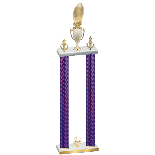 Double Purple Carbon Fiber Second Place Football Trophy