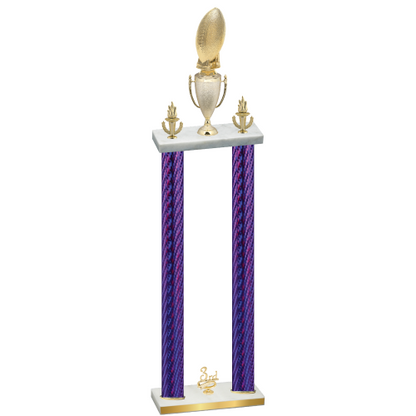 Double Purple Carbon Fiber Third Place Football Trophy