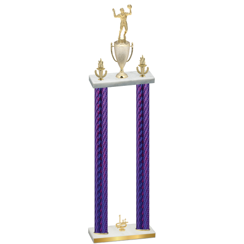 Double Purple Carbon Fiber First Place Volleyball Trophy