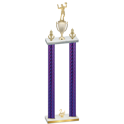 Double Purple Carbon Fiber Second Place Volleyball Trophy