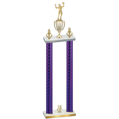 Double Purple Carbon Fiber Year Volleyball Trophy