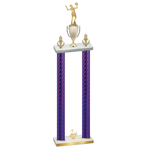 Double Purple Carbon Fiber Second Place Volleyball Trophy