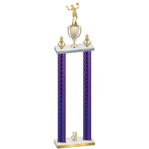 Double Purple Carbon Fiber Year Volleyball Trophy
