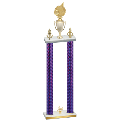 Double Purple Carbon Fiber Third Place Volleyball Trophy