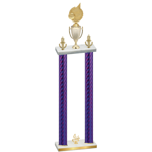 Double Purple Carbon Fiber Fourth Place Volleyball Trophy
