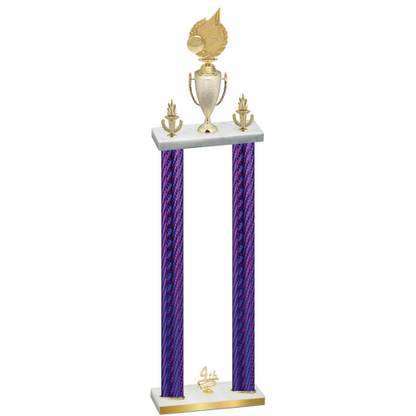 Double Purple Carbon Fiber Fourth Place Volleyball Trophy
