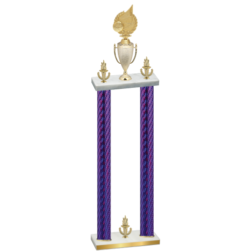 Double Purple Carbon Fiber Victory Volleyball Trophy