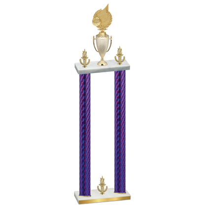Double Purple Carbon Fiber Victory Volleyball Trophy
