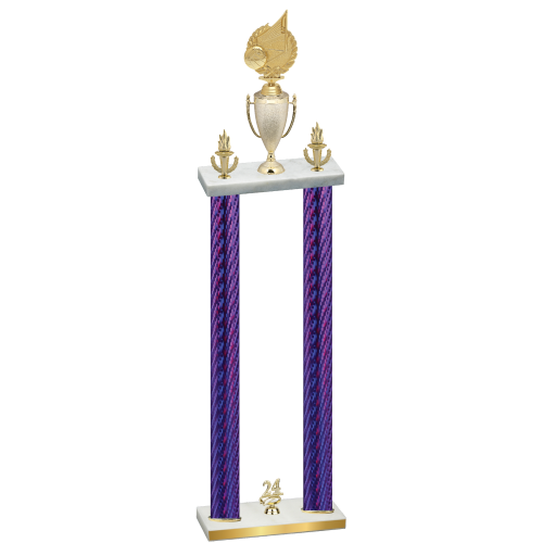 Double Purple Carbon Fiber Year Volleyball Trophy