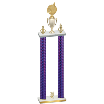 Double Purple Carbon Fiber Year Volleyball Trophy