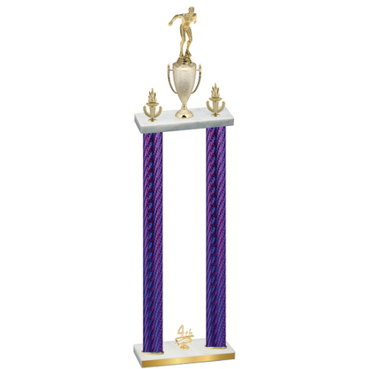 Double Purple Carbon Fiber Fourth Place Swimming Trophy