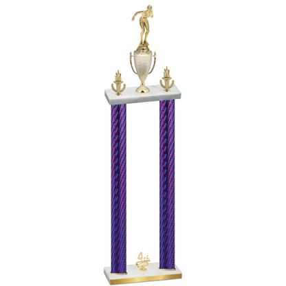 Double Purple Carbon Fiber Fourth Place Tennis Trophy