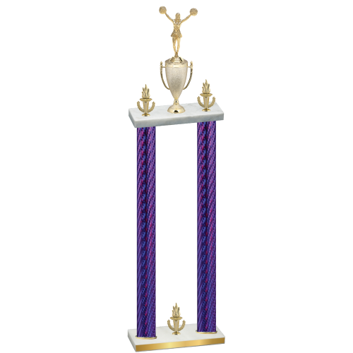 Double Purple Carbon Fiber Victory Cheerleading Trophy