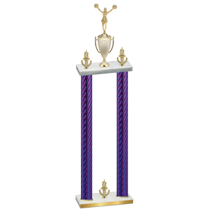 Double Purple Carbon Fiber Victory Cheerleading Trophy