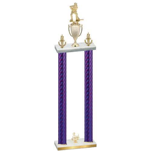 Double Purple Carbon Fiber Third Place Hockey Trophy