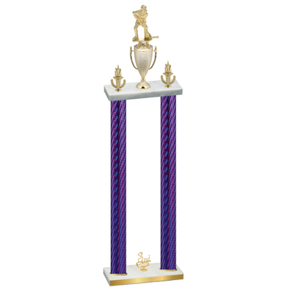 Double Purple Carbon Fiber Third Place Hockey Trophy