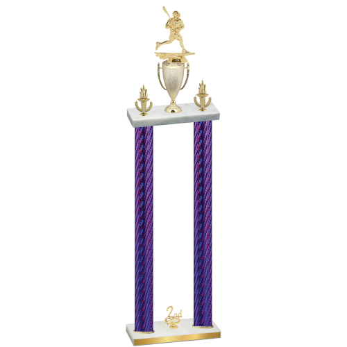 Double Purple Carbon Fiber Second Place Lacrosse Trophy