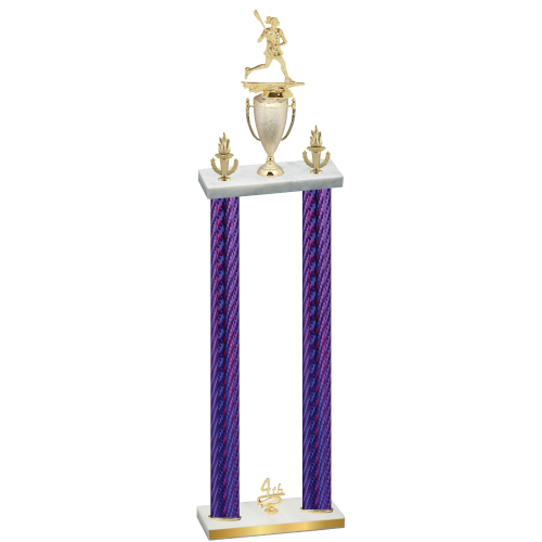 Double Purple Carbon Fiber Fourth Place Lacrosse Trophy