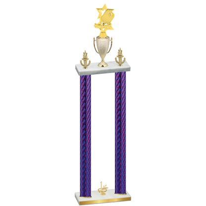 Double Purple Carbon Fiber First Place Pickleball Trophy