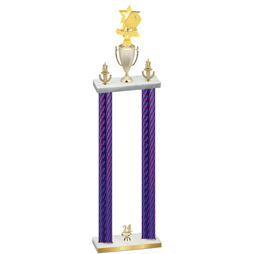 Double Purple Carbon Fiber Year Pickleball Trophy