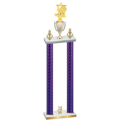 Double Purple Carbon Fiber Year Pickleball Trophy