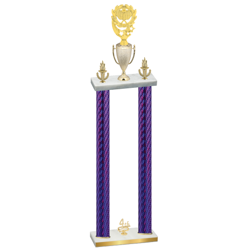 Double Purple Carbon Fiber Fourth Place Pickleball Trophy