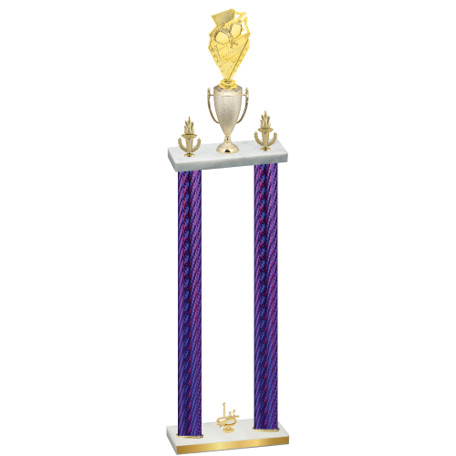 Double Purple Carbon Fiber First Place Pickleball Trophy