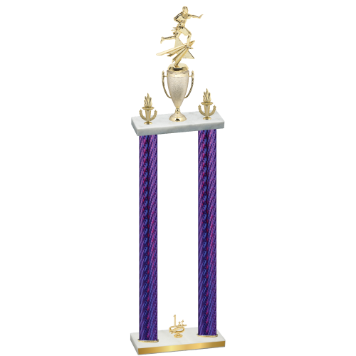 Double Purple Carbon Fiber First Place Flag Football Trophy
